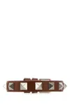 Valentino Garavani Men Caramel Leather Rockstud Bracelet In Brown