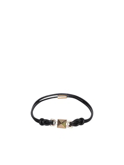 Valentino Garavani Garavani Rockstud Logo Engraved Bracelet In Black