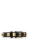 Valentino Black Leather Rockstud Bracelet In Black