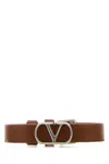 Valentino Vlogo Leather Bracelet In Deepcaramel