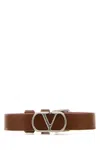 Valentino Vlogo Leather Bracelet In Deepcaramel