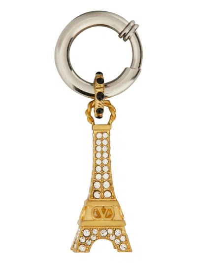 Valentino Garavani Brass Earrings For Men In Burgundy