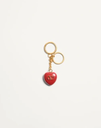 VALENTINO GARAVANI VALENTINO GARAVANI COEUR ROYAL BAG CHARM WITH KEY RING IN METAL AND ENAMEL WOMAN ANTIQUE BRASS/RED U