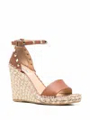 Valentino Garavani Brown Esparto Wedge With Golden Studs