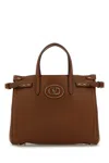 Valentino Garavani  Tobacco Leather Small Antibes Tote Bag In Brown