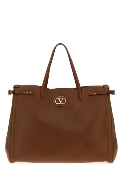 Valentino Garavani Brown Leather Larghe Antibes Shopping Bag
