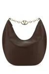 Valentino Garavani Brown Leather Medium Vlogo Moon Shoulder Bag