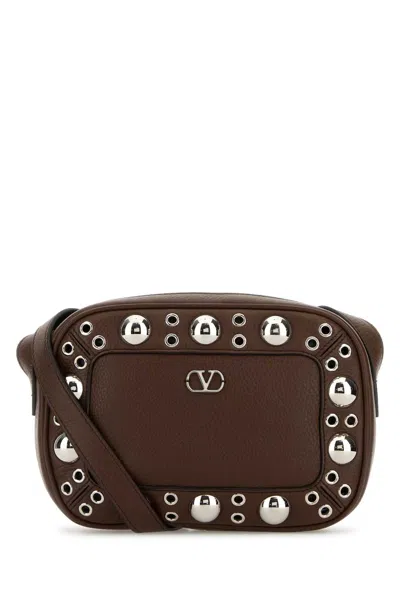 Valentino Garavani Brown Leather Nellcte Shoulder Bag