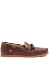 Valentino Garavani Brown Leather Palm Avenue Loafers