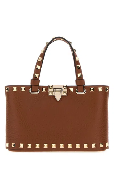 Valentino Garavani Brown Leather Rockstud Handbag
