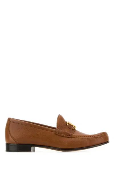 Valentino Garavani Brown Leather V Logo Loafers