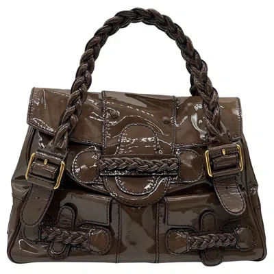 Pre-owned Valentino Garavani Brown Patent Leather Histoire Medium Tote
