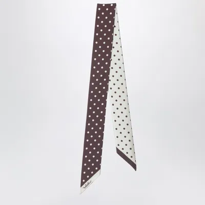 Valentino Garavani Brown Scarf With Butter Colored Polka Dots In White