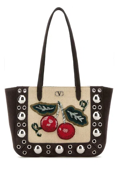 Valentino Garavani Brown Suede Mini Nellcã´te Handbag In Black