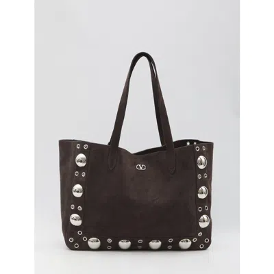 Valentino Garavani Brown Suede Nellcote Shopping Bag