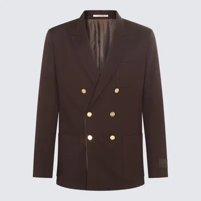 Valentino Double-breasted Casual Jacket In Ebony