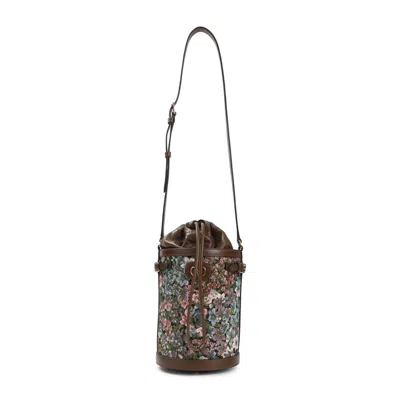 Valentino Garavani Bucket Bag In Cotton And Leather In Multi