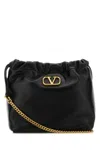 Valentino Leather Bucket Bag With Gold-tone Chain Strap In Black