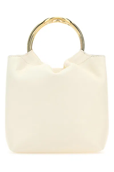 Valentino Garavani Ivory Leather Bucket Bag In White