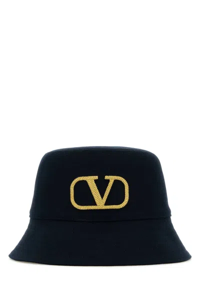Valentino Garavani Bucket Vlogo-embroidered Cotton Bucket Hat In Navy