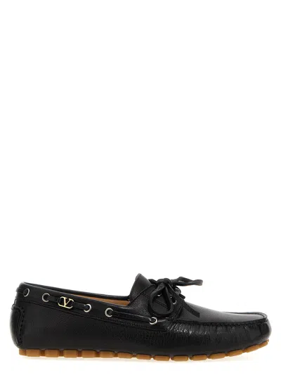 Valentino Garavani Buffalo Leather Lace-up Loafer In Black
