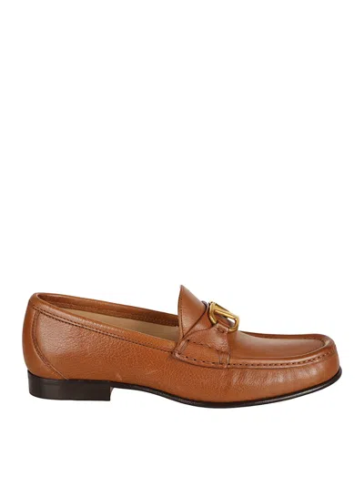Valentino Garavani Buffalo Leather Loafers In Brown