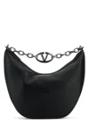 Valentino Black Leather Hobo Vlogo Moon Shoulder Bag
