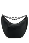 Valentino Black Leather Hobo Vlogo Moon Shoulder Bag In Black