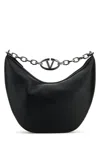 Valentino Black Leather Hobo Vlogo Moon Shoulder Bag In Black