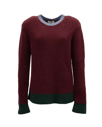 Valentino Garavani Ribbed-knit Colorblock Sweater In Burgundy