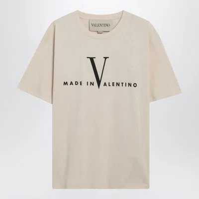 VALENTINO VALENTINO GARAVANI BUTTER-COLORED “MADE IN VALENTINO GARAVANI” T-SHIRT