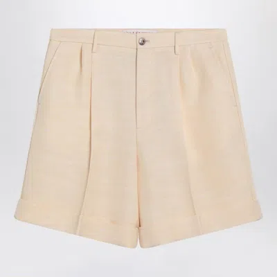 Valentino Butter-coloured Bermuda Shorts With Turn-ups In Neutral