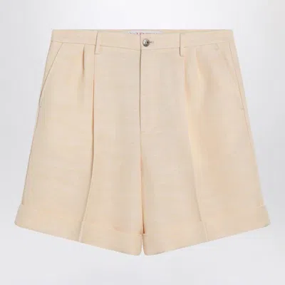 VALENTINO VALENTINO GARAVANI BUTTER-COLOURED BERMUDA SHORTS WITH TURN-UPS
