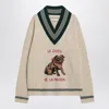 Valentino Butter-coloured Sweater With Le Chien De La Maison Embroidery In Nude