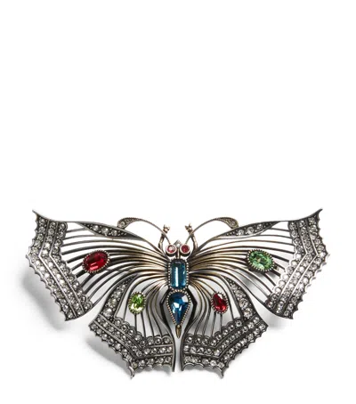 Valentino Garavani Butterfly Brooch In Silver