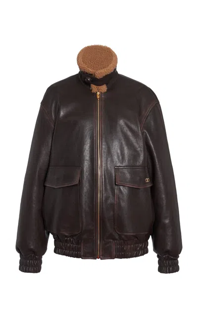 Valentino Garavani Caban Pelle | Solid | Aged Effect Leather In Brown
