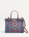Valentino Garavani Cabas Moyen  Garavani Antibes En Denim Avec Broderie Cherryfic Femme Den