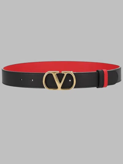Valentino Garavani Calf Leather Belt In Black