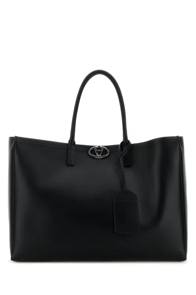 Valentino Garavani Calf Leather Tote Bag In Black