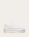 Valentino Calf Leather And Fabric Mid-top Runboot Sneakers In White