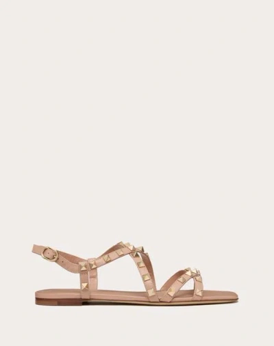 Valentino Garavani Calfskin Rockstud Sandal With Straps Woman Rose Cannelle 41