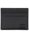 Valentino Garavani Calfskin Vlogo Signature Card Holder In Black