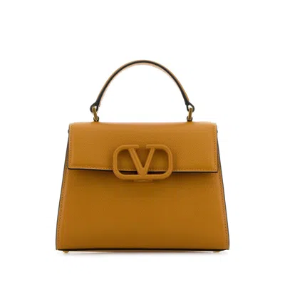 Valentino Garavani Camel Leather Small Vsling Handbag In Gold