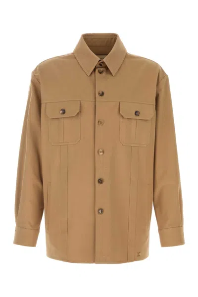 Valentino Garavani Camel Twill Shirt In Brown