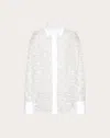 Valentino Tulle Illusione Embroidered Straight Hem Shirt In Multi