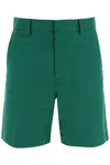 Valentino "canvas Bermuda Shorts With V Detail" In Green