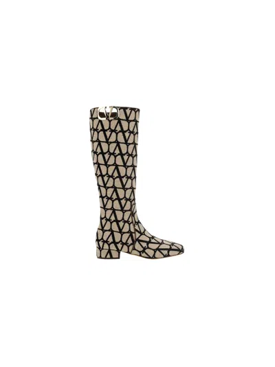 Valentino Garavani Garavani Canvas Logo Boots In White