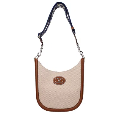Valentino Garavani Canvas With Leather Trim Crossbody Bag In Neutral