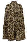 Valentino Womens Animalier Leopard Relaxed-fit Wool Cape In Brown