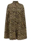 Valentino Womens Animalier Leopard Relaxed-fit Wool Cape In Brown
